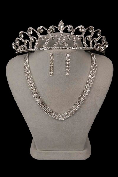 Limelia Set colier și cercei de seară cu detalii Linda Stone - Coroana de mir...