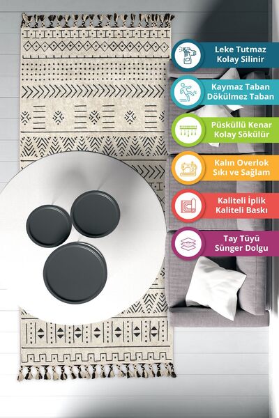 VOPTEKS Modern Dijital Baskı Yıkanabilir Kaymaz Taban Dekoratif Salon Halısı Mutfak Halısı Yolluk