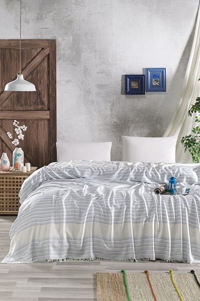 Homebiente Blue 100% Bamboo Double Pike - 240X260