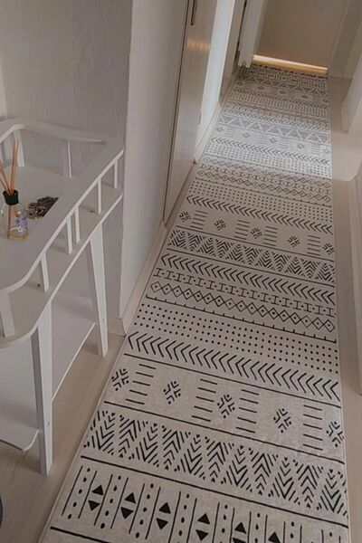 VOPTEKS Modern Dijital Baskı Yıkanabilir Kaymaz Taban Dekoratif Salon Halısı Mutfak Halısı Yolluk