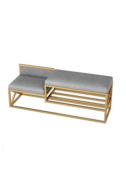 Hitit Dekorasyon Lulu Gold Metal Gri Benç Ayakkabılık