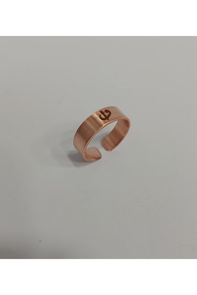 EldenEveBakır Elif and Vav Letter Copper Ring Lzry0004-1
