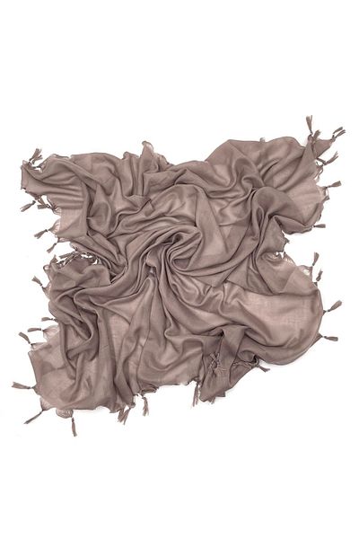 Naz Ipek Eșarfă de nurcă cu mărgele lucrată manual de culoare uni 110cm X 110cm