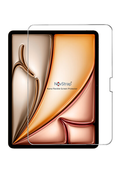 NovStrap Apple iPad Air 13 inç 6. Nesil M2 2024 ile Uyumlu Nano Esnek Cam Ekran Koruyucu A2898 A2899