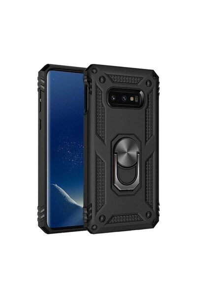 ZM STORE Samsung Galaxy S10e Kılıf Zore Vega Tank Yüzüklü Standlı Kapak