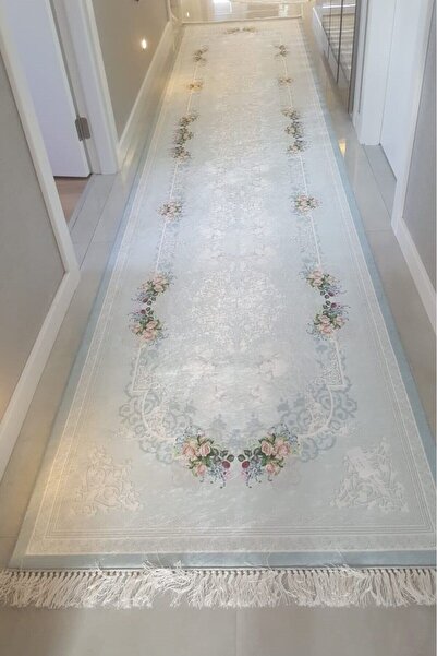 VOPTEKS Lacivert Yolluk Koridor Halısı Makinede Yıkanabilir Kaymaz Taban Yolluk Hol Antre Halısı