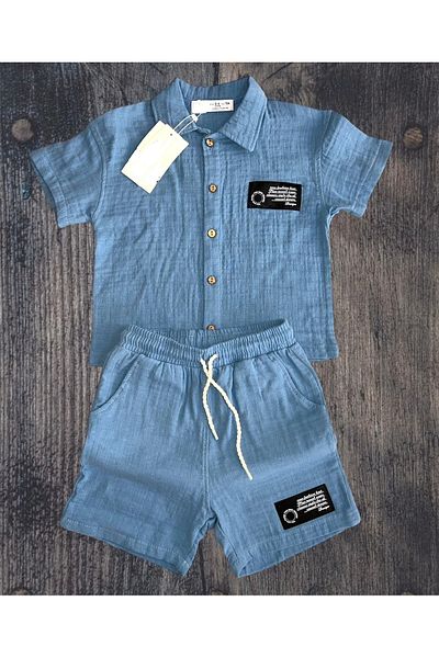 yns coolstar Set 2 piese unisex - cămașă și pantaloni scurți din bumbac muselină