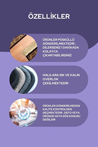 VOPTEKS Vizon Beyaz Halı Mutfak Halısı Leke Tutmaz Makinede Yıkanabilir Kaymaz Taban Halı