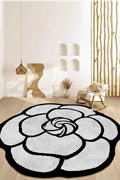 PINKIE HOME Makinede Yıkanabilir Kaymaz Taban Leke Tutmaz Yuvarlak Salon Halı...