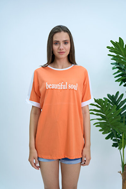 PONÇİK Beatiful Soul Printed Women's T-Shirt - 23101 Orange