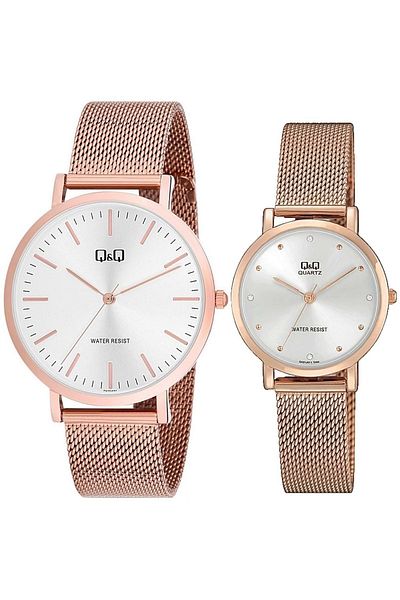 Q&Q Lover Couple Wristwatches with Wicker Strap