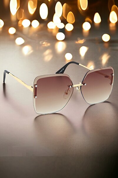 Di Caprio Brown Gold Crystal Model Cut Glass Women's Sunglasses