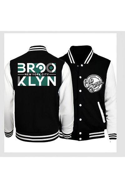 Edizen Double Direction Printed Brooklyn 2024 Oversize Premium College Jacket 100% βαμβάκι