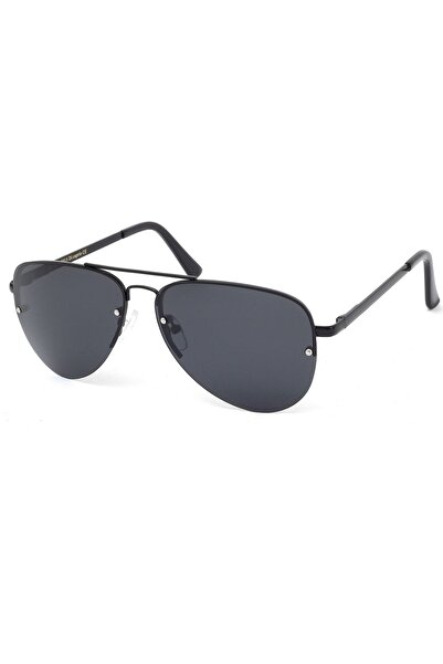 Di Caprio Men's Black Half Frame Drop Model Polarized Glass Sunglasses