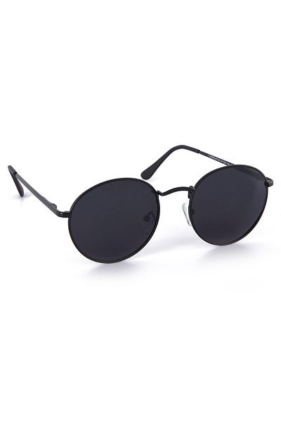Di Caprio Unisex Black Round Oval Polarized Glass Sunglasses