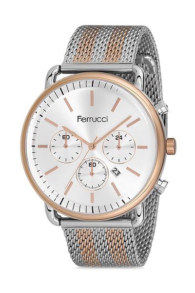 Ferrucci Silver Rose Straw Cord Lover Couple Wristwatches