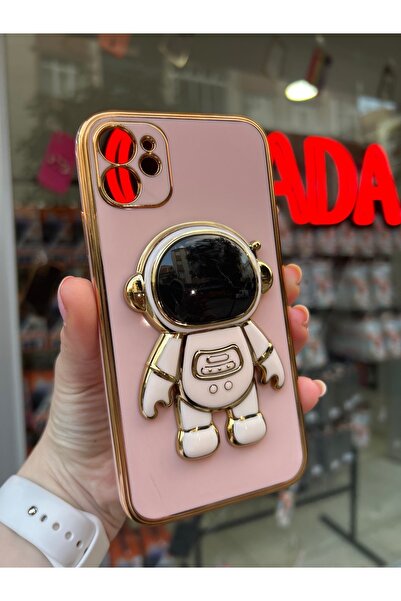 OVADA İphone 12 uyumlu kamera korumalı astronot standlı silikon kılıf