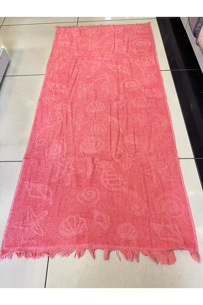 ŞENER HOME 70x150 εκ. Πετσέτα θαλάσσης με ροζ κρόσσια