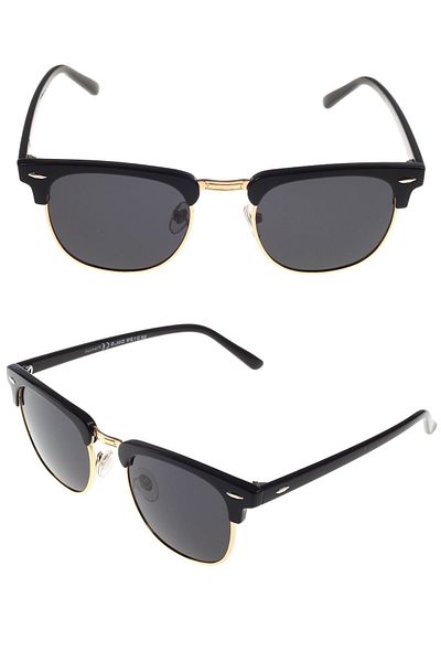 Di Caprio Unisex Matte Black Gold Clubmaster Polarized Glass Sunglasses