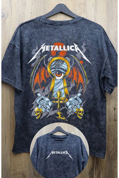 Fuddy Moda Μπλουζάκι Metallica Unisex Eyes - Πίσω στάμπα, Πλένεται, Υπερμεγέθη Rock-Metal Retro T-Shirt