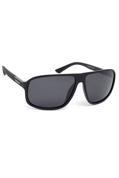 Di Caprio Matte Black Sports Model Wide Polarized Glasses Men's Sunglasses
