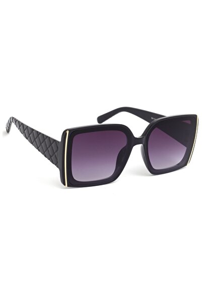 Di Caprio Black Bold Rectangular Women's Sunglasses