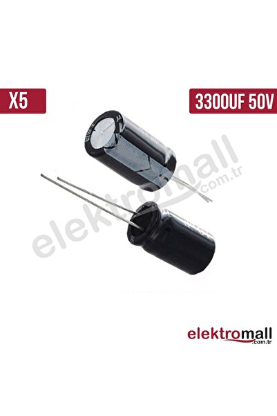ELEKTROMALL 3300uf 50v Elektrolitik Kondansatör 18x35mm - 5 Adet