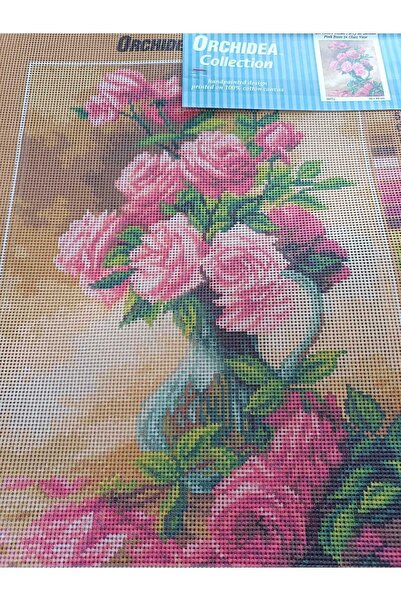 Orchidea vazoda güller goblen ipsiz