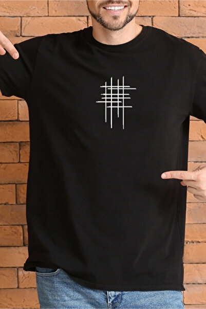 oneagılyazı تي شيرت أبيض كبير الحجم للجنسين - مطبوع عليه هاشتاج، رقبة دائرية