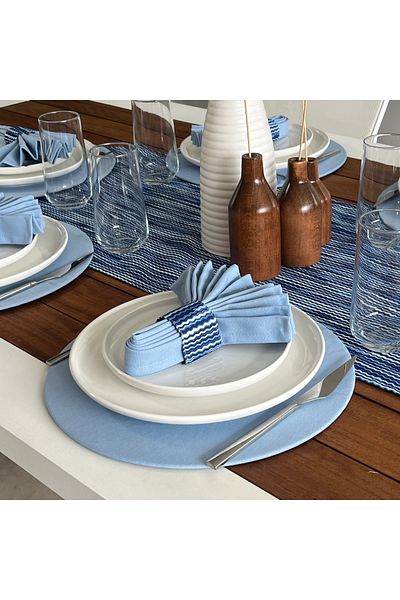 desen izmir New Season American Service - Texture Pattern, 6 Plates and 6 Napkin Rings