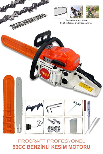 POWER BLACK Germany Benzinli Testere  Ağaç Odun Dal Kesme Makinesi Motorlu Te...