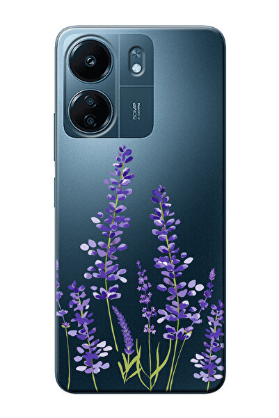 Redmi 13c Compatible Lavender Patterned Transparent Phone Case