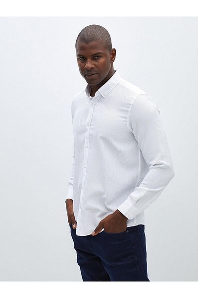 LC Waikiki Ανδρικό πουκάμισο LCW Vision Slim Fit - Μακρύ μανίκι και Dobby
