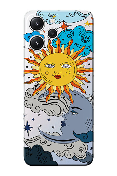 Redmi 12 Compatible Sun Moon Pattern Transparent Phone Case