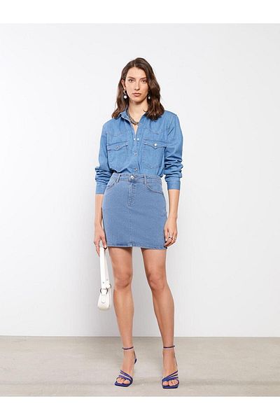LC Waikiki LCWAIKIKI Fusta clasică slim-fit cu buzunar simplu pentru femei Rodeo Jean