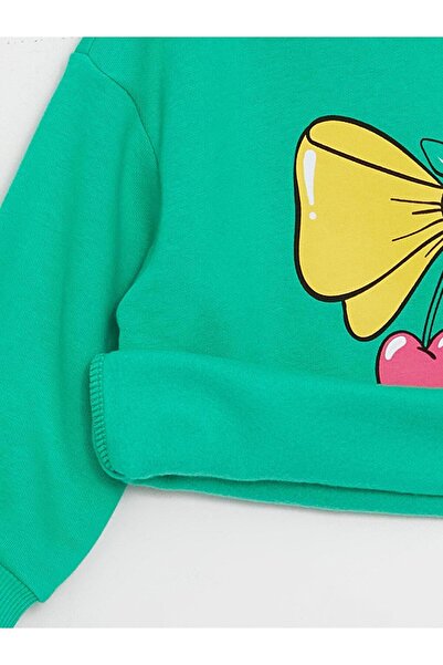 LC Waikiki LCW baby Bisiklet Yaka Baskılı Kız Bebek Sweatshirt 2'li