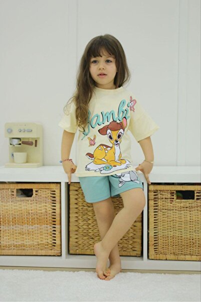 Çınar Літній комплект для дівчаток з кремовими шортами Bambi