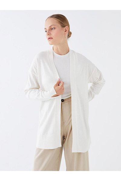 LC Waikiki LCW Modest Shawl Collar Plain Long Sleeve Oversize Women's Knitwear Cardigan