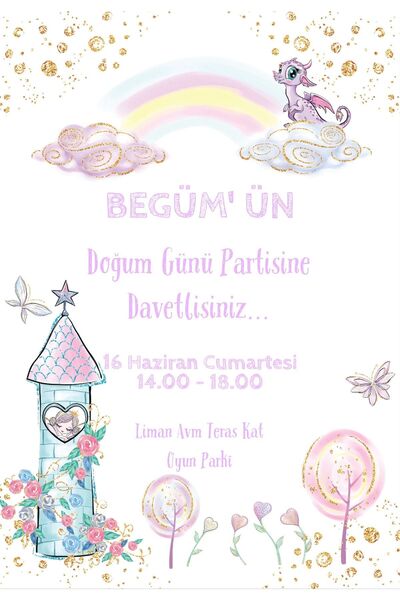 Belinay Doğum Günü Davetiyesi 203-09 (100 ADET)
