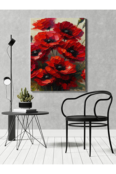 RUGSMODERN Kanvas Tablo Kırmızı Güllü Temalı Desenli Modern Tablo