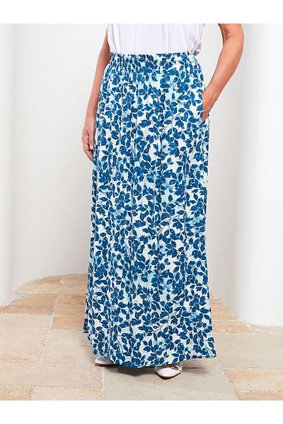 LC Waikiki Fusta de damă din viscoză cu model Lcw Grace, cu talie elastică