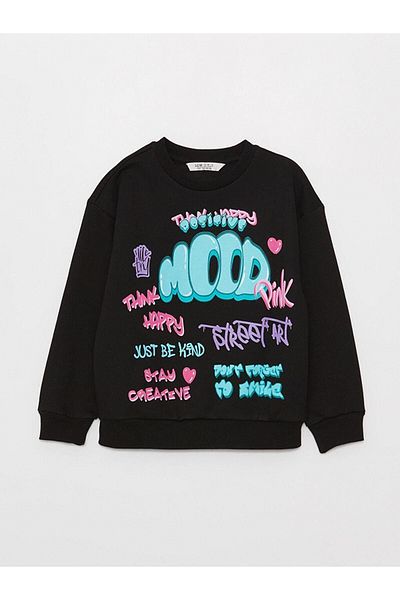LC Waikiki LCW Kids Girl - суичър с дълъг ръкав с щампа с кръгло деколте