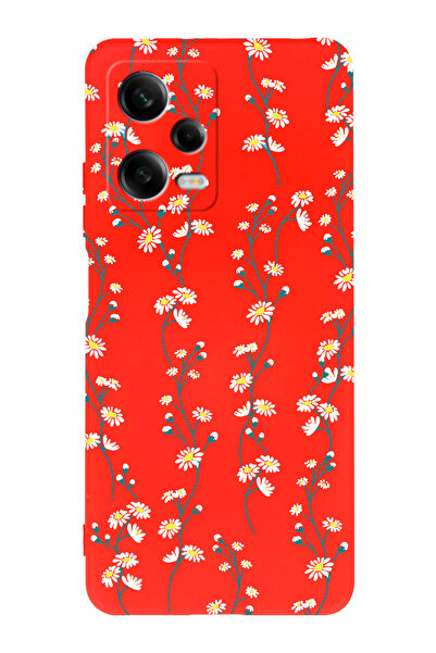 shoptocase Redmi Note 12 Pro 5G Uyumlu Papatya Sarmaşığı Desenli İçi Süet Sil...