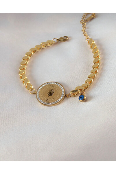 Glamoura Altın Kaplama Çeyrekli Arpa Bileklik (2 YIL GARANTİLİ)