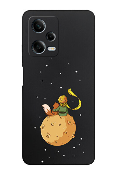 shoptocase Redmi Note 12 Pro 5G Uyumlu Küçük Prens Ve Ay Desenli İçi Süet Sil...