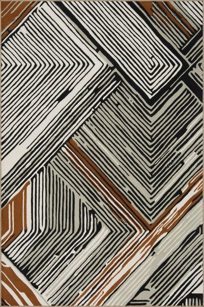 Rugs Modern Halı قاعدة منسوجة ذات طابع رمادي هندسي وسجادة قابلة للغسل miravip...