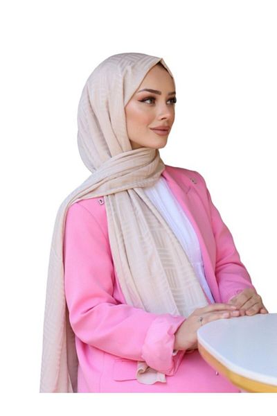 ŞahTan Beige Match Patterned Jacquard Shawl