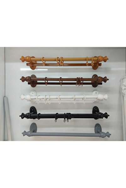 MGEStore Tek Raylı Ahşap Rustik Perde Askısı 200 Cm