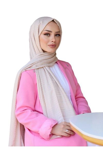 ŞahTan Beige Match Patterned Jacquard Shawl