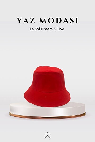 La Sol Yaz Modası Bucket Balıkçı Kova Şapka Unisex Erkek Kadın Kırmızı Enerji...